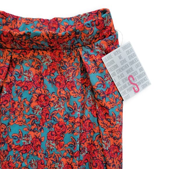 Lularoe Madison Box Pleats w/ Pockets Floral Pink/Green Skirt Women Sz Small - Picture 3 of 5